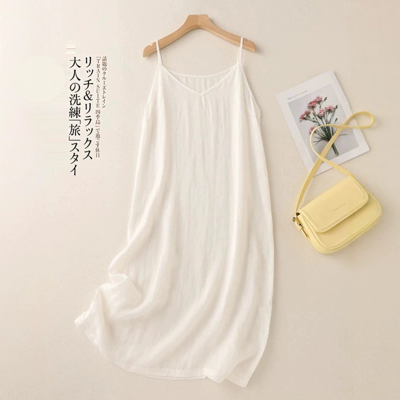 100% combed cotton camisole dress for women, plus size, summer, loose, lightweight, mid-length, inner layer slip dress 100% combed cotton camisole dress for women, plus size, summer, loose, lightweight, mid-length, inner layer slip dress