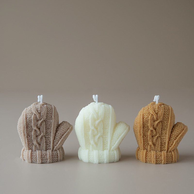 Venta caliente transfronteriza guante de invierno blanco en forma de vela aromática vela al por mayor recuerdo de boda decoración de decoración