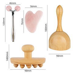 Cross-border best-selling jade roller massage set for eyes, face, and heart-shaped double-ended roller beauty massage stick