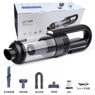New Household Wireless Vacuum Cleaner Handheld Portable Car Vacuum Cleaner LED Lighting Large Suction English Cross-border 124