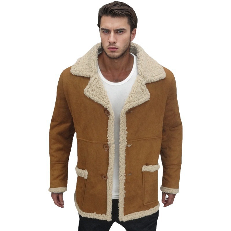 Manteau en fourrure simple pour homme, veste épaisse en polaire de cuir, explosion d'automne/hiver 2024_voghion.com
