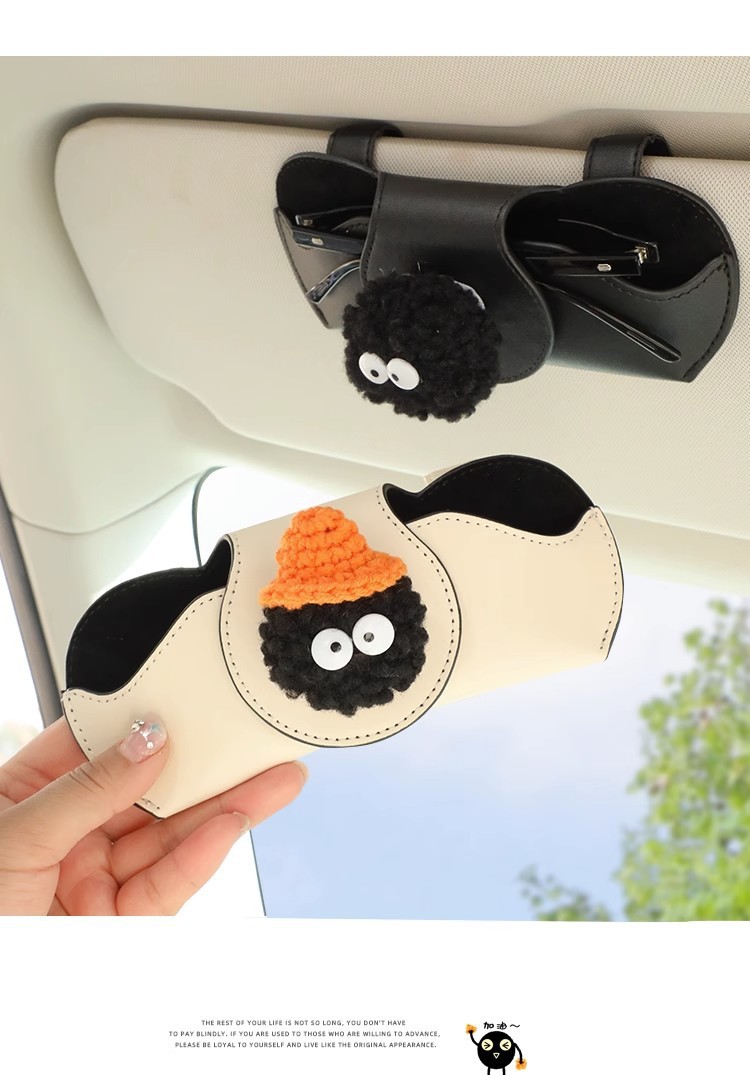 Car Glasses Clip Car Sun Visor Multi-functional Cute Little Briquette Sunglasses Clip Car Storage Box Storage Artifact