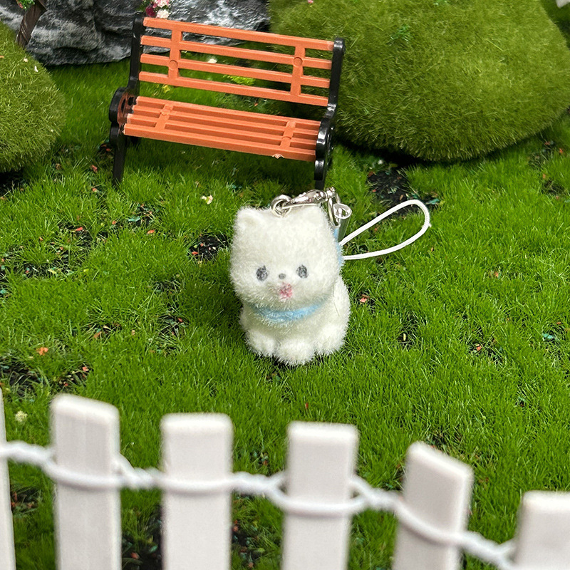 ミニ人形携帯電話ペンダント、立体的な子犬の植毛動物人形ペンダント、DIYキーホルダーアクセサリーギフト|undefined