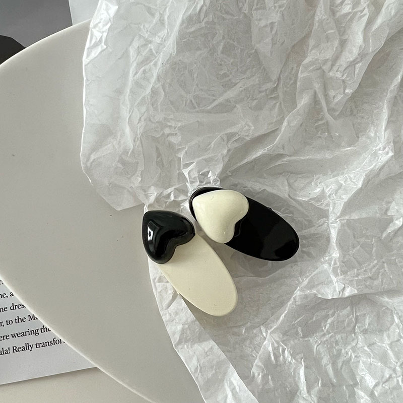 Clip per capelli semplice in bianco e nero con mini piccola a forma di fiocco dolce e carino, con becco d'anatra, accessori per capelli semplici e coordinati_voghion.com