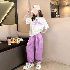 儿童夏装短袖套装男童新款休闲防蚊裤女童夏季洋气两件套中大童棉