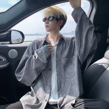 树皮皱复古做旧衬衫外套男款春秋季港风潮流翻领宽松休闲百搭上衣