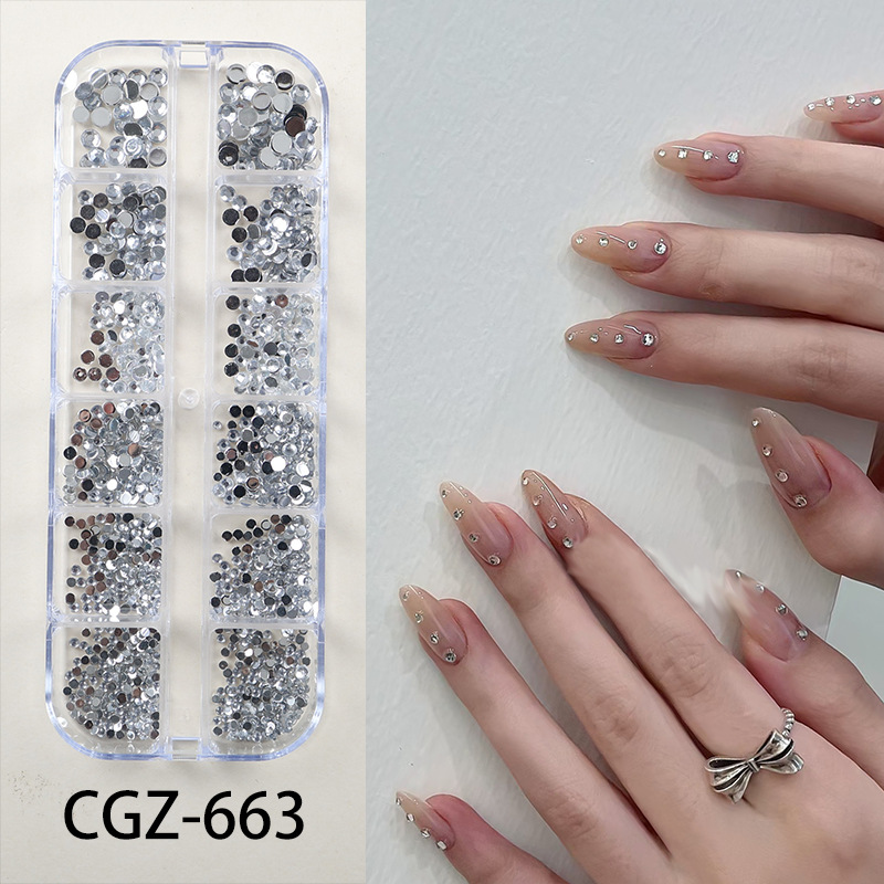 GZ-663 12 그리드 라운드 플랫 바텀 다이아몬드 [화이트]