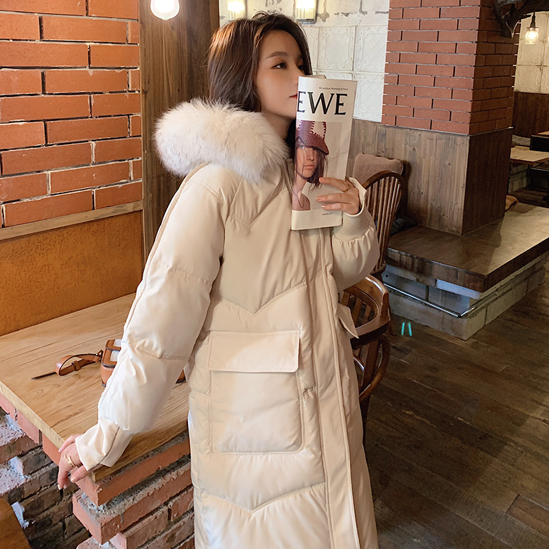 2022 new pattern Winter clothes Hair collar thickening Cotton Mid length version Korean Edition Easy cotton-padded jacket winter Explosive money coat