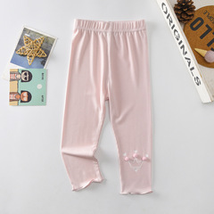 Small crown printed girls' leggings summer style children's three-point leggings fungus hems for small and medium-sized children's pants children's clothing factory