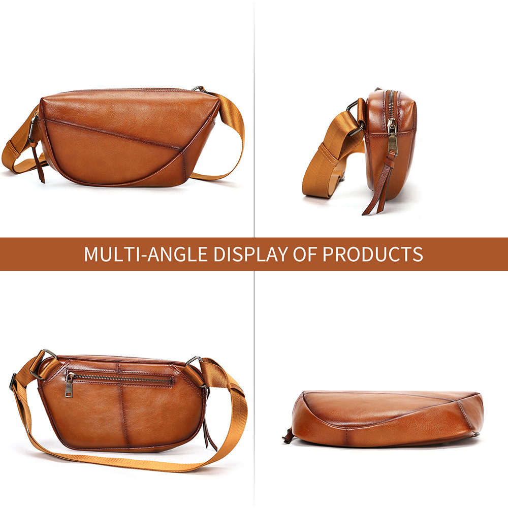 Túi đeo chéo nam da bò vintage phong cách saddle bag nhỏ gọn — Đen, Nâu cà phê xước, Cà phê, Nâu đậm