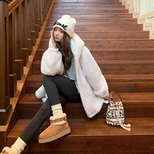 2025新款女神皮带毛边真皮毛一体雪地靴牛皮羊毛女冬棉鞋马丁靴子