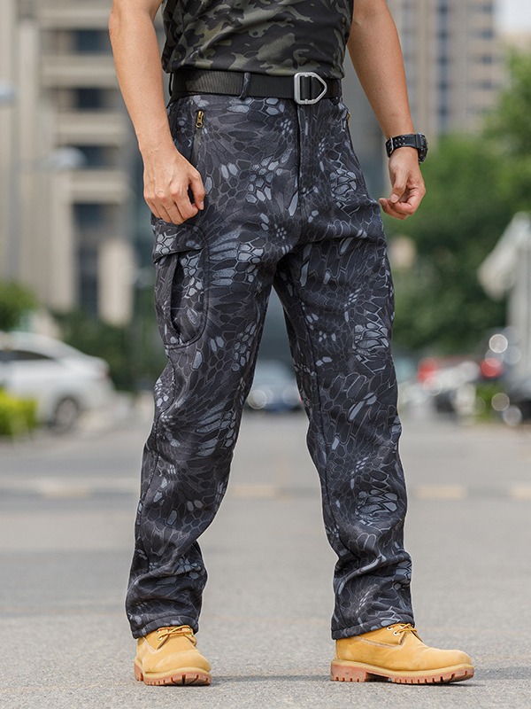 Deportes al aire libre con pantalones de piel de pescado suave, pantalones de montaña para hombres, pantalones de grasa, impermeables, calentadores y gruesos.
