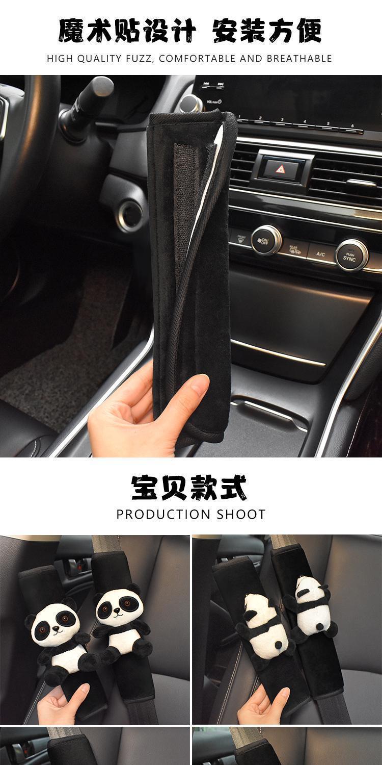 Car seat belt shoulder pad cute panda doll condom decorative cover soft extended couple car accessories