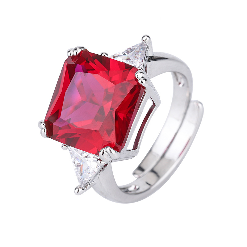 Zhuang Sheng joyas fondo de cobre chapado en oro esmeralda artificial red gang Yuhao con incrustaciones cuadrado 12*12 anillo de la vendimia para las mujeres