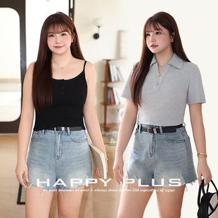 Women's Large Size Women's Washed Retro Casual Denim Shorts with Rashed Edge High Waist A- line Denim Shorts to Moisturize 8833
