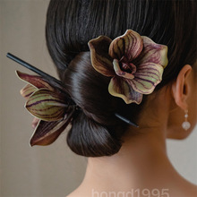 新娘头饰新中式盘发簪仿真花朵礼服旗袍晨袍汉服敬酒服秀禾发饰品