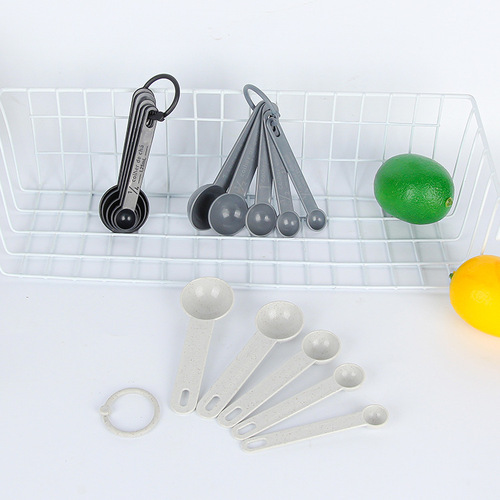 Five-piece measuring spoon set with scale children's plastic measuring spoon coffee spoon spoon kitchen cooking measuring teaspoon logo