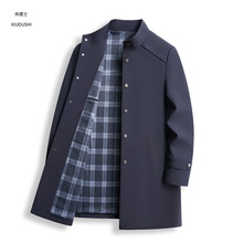 2025中年立领风衣男中长款春秋新款商务休闲中年爸爸装外套