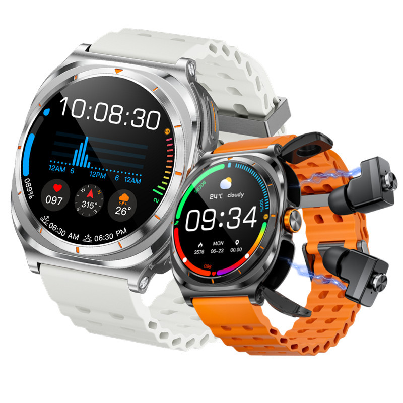 Smartwatch With TWS Earphones Bluetooth Sports Watch Heart Rate And Sleep Monitor 2 In 1_voghion.com