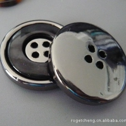 厂家直销树脂组合扣边UV电镀树脂电镀辅料 双拼扣子，塑料电镀扣