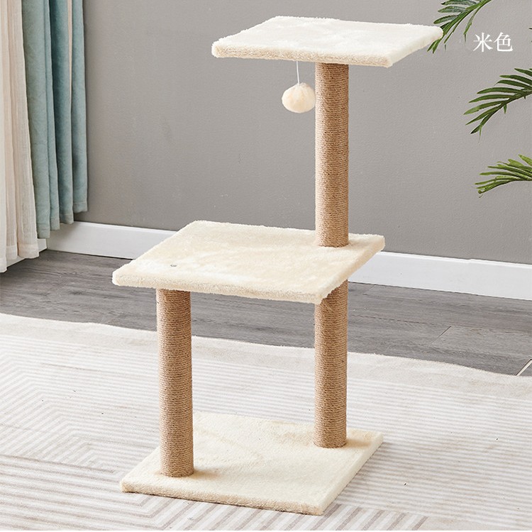 Fábrica de mascotas al por mayor franela pequeño estante para trepar para gatos con raspador de juguetes para gatos Columna de agarre de sisal Marco para trepar para gatos