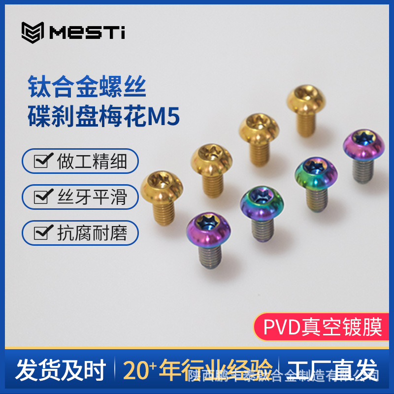 自行车骑行配件 钛合金碟刹盘内梅花T25螺丝M5X10/12