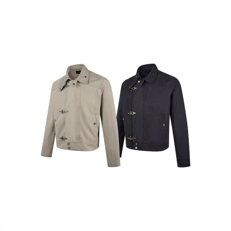 Cross-Border Original Deconstructed Patchwork Airplane Buckle Jacket for Men and Women, Vintage Distressed Short Baseball Jacket
