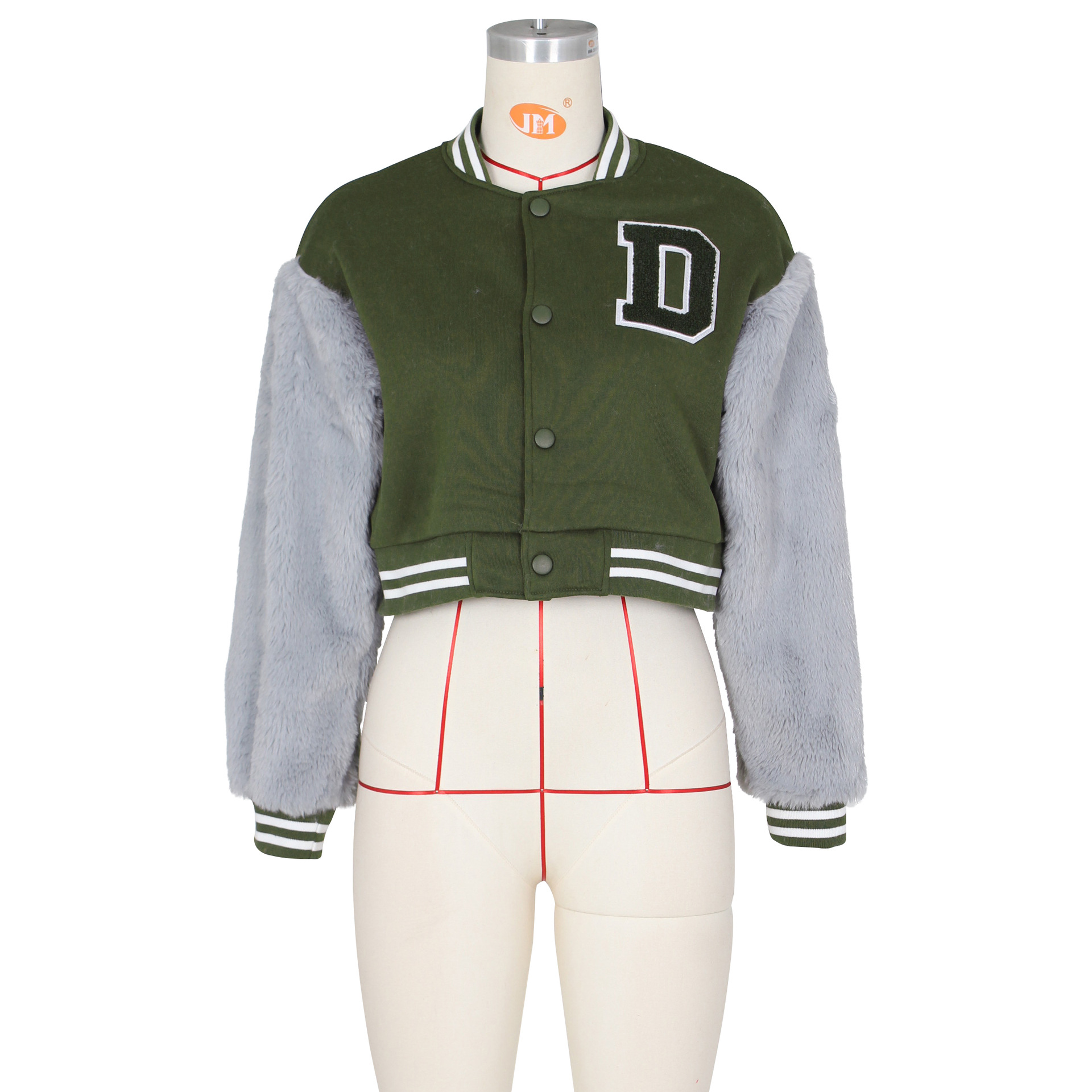 Damen Baseballjacke Mit Fellärmeln Für Den Lässigen Alltag_voghion.com