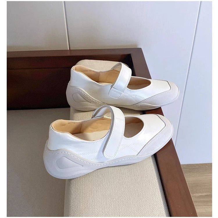 내부 높이 6cm 증가 실버 소가죽 프렌치 메리 제인 여성화 두꺼운 밑창 부드러운 밑창 캐주얼 신발 다용도 발레 스타일 3 고품질