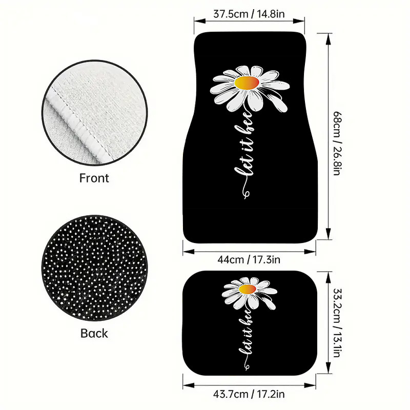Cross-border Amazon dropshipping of small daisy car mats 4-piece set, non-slip and dirt-resistant interior floor mats wholesale