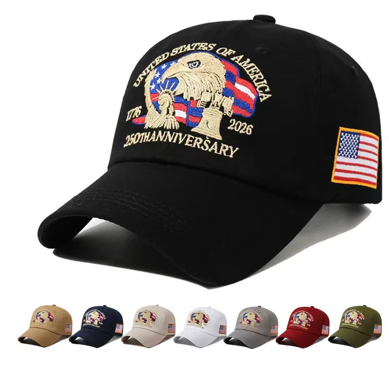 Cross-Border American 250Th Anniversary Commemorative Embroidered Baseball Cap Unisex Casual Sunshade Cap Outdoor Sun Protection Hat