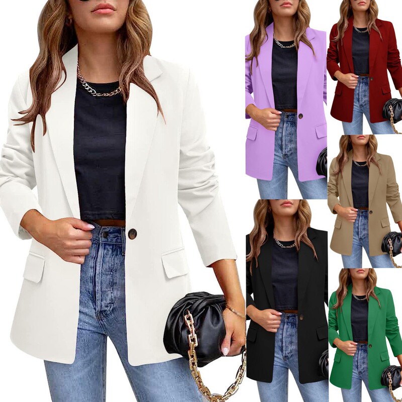 Amazon cross-border foreign trade European and American AliExpress women's jacket elegant commuter slim-fit real pocket blazer for women Amazon cross-border foreign trade European and American AliExpress women's jacket elegant commuter slim-fit real pocket blazer for women