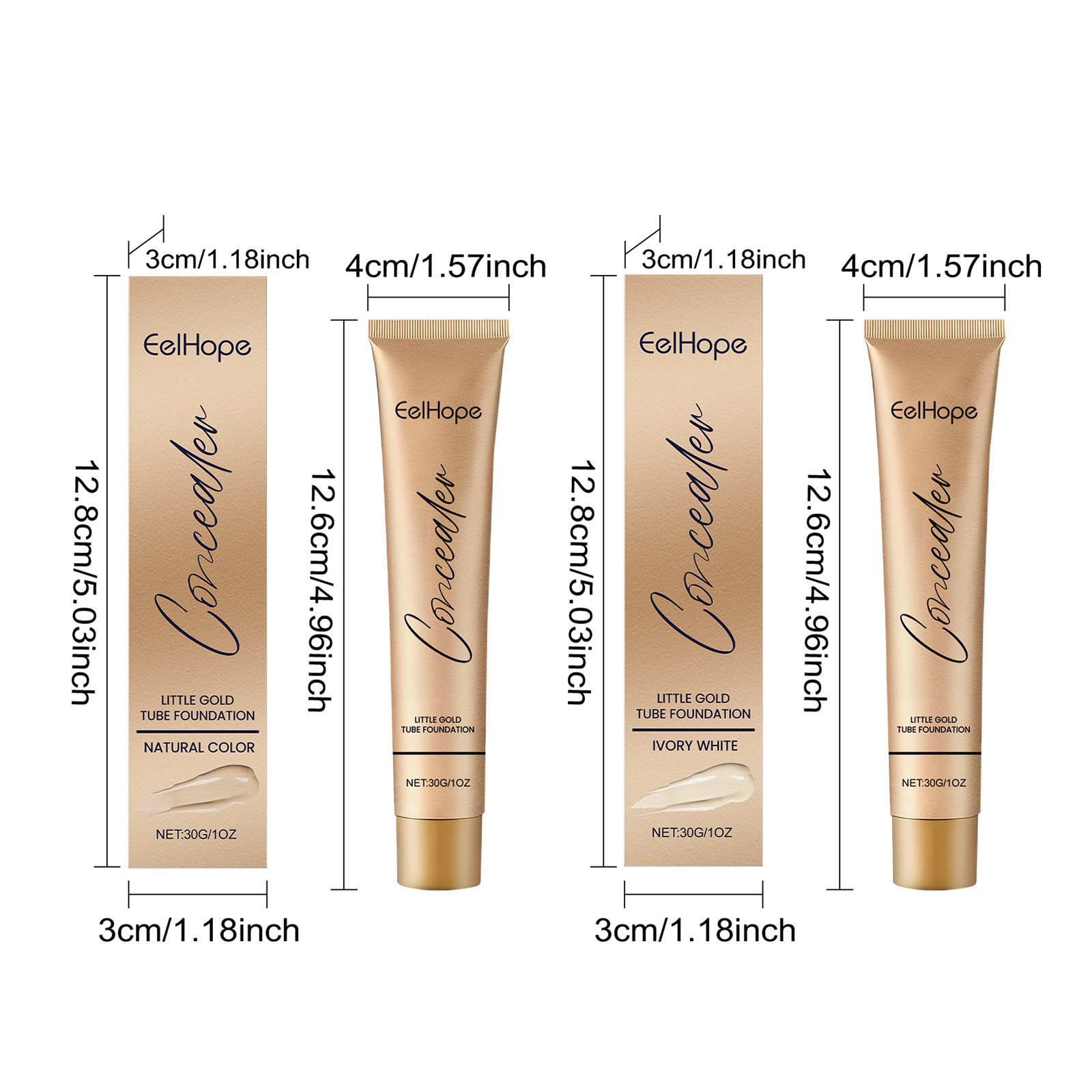 Description Picture 2 of itemSmall Gold Tube Concealer Foundation Balm Cover Acne Scars Freckle Tattoo Redness Dark Circles Waterproof Durable Liquid Makeup