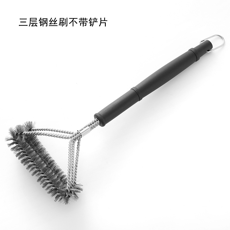 둥근 손잡이가 있는 삽날이 없는 3겹 와이어 브러시