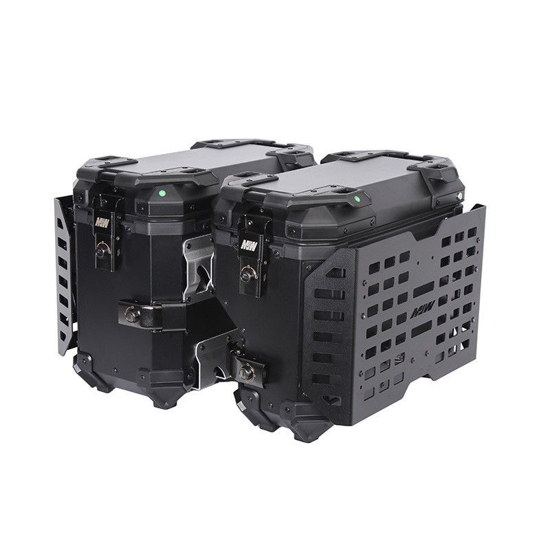 38L Multifunctional Armored Black Aluminum Alloy Three-Box Motorcycle Tail Box Side Box for Motorcycle Travel and Camping Trunk