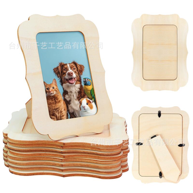 Amazon Creative Graffiti Wooden Frame DIY Wooden Photo Frame Mother's Day Decoration Wave Photo Frame Crafts Display
