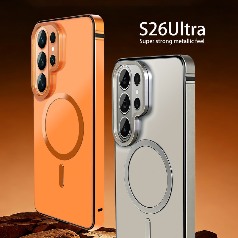 Suitable for Samsung S26Ultra Original Color Metal Frame Protective Case Anti-Fall Magnetic Suction S25Ulta Mobile Phone Case