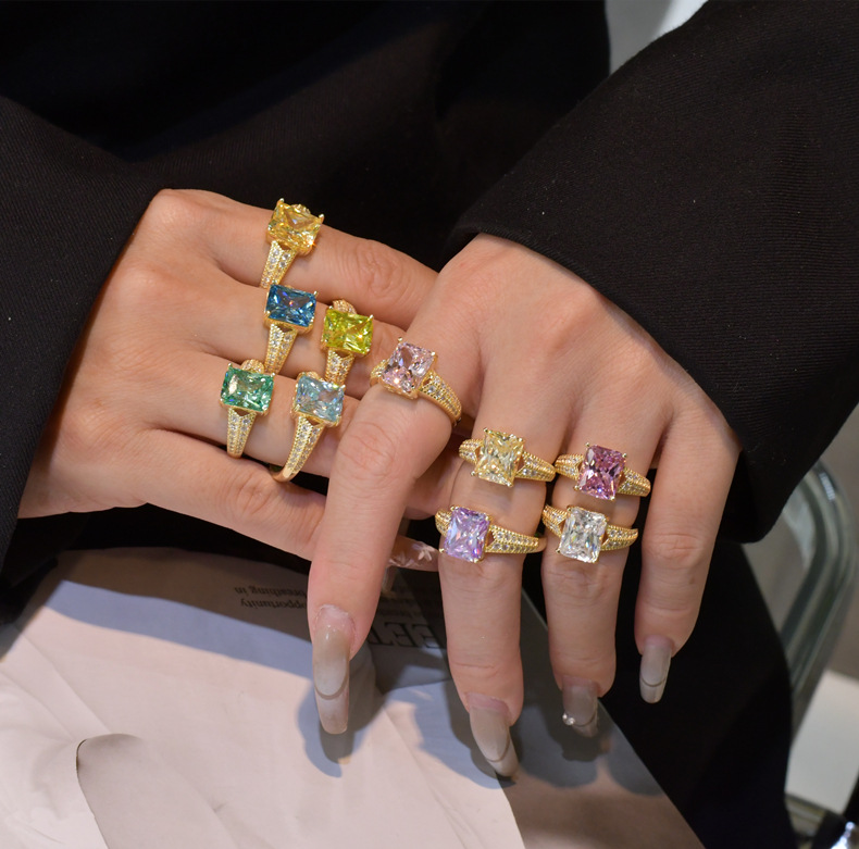 Fashion Geometric Sterling Silver Inlay Zircon Rings 1 Piece