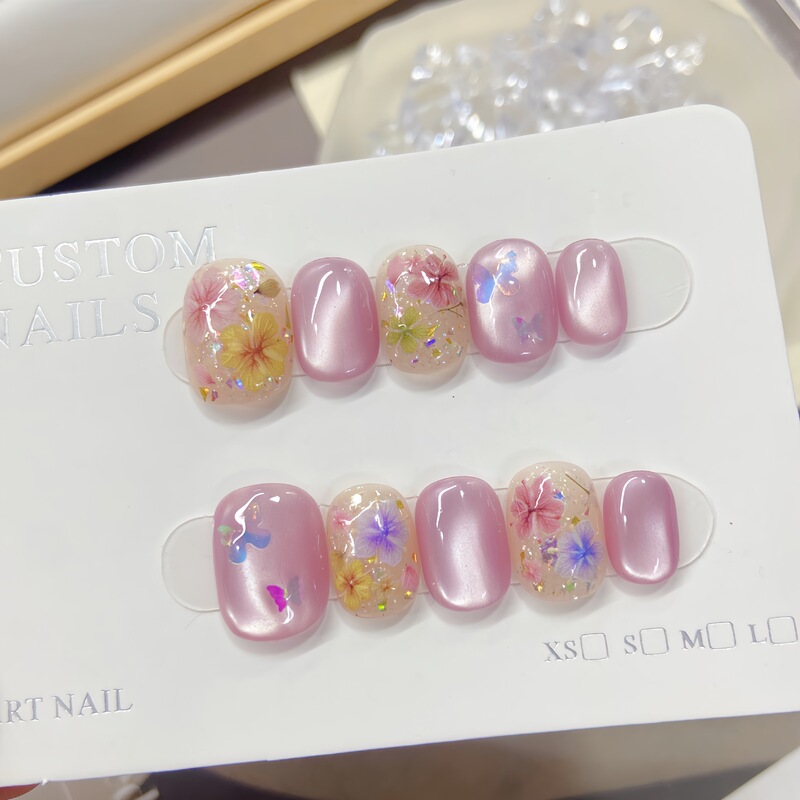 Purple Butterfly Flower Handmade Armor Small Floral Elegant White Color Butterfly Advanced Sense Removable Nail Patch