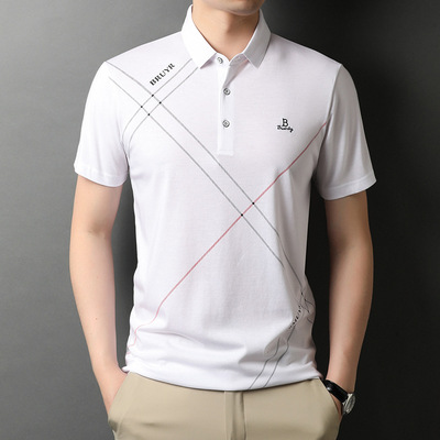 2022 summer new pattern Short sleeved T-shirt cotton material middle age man Summer wear business affairs Lapel Embroidery polo Men's shirts