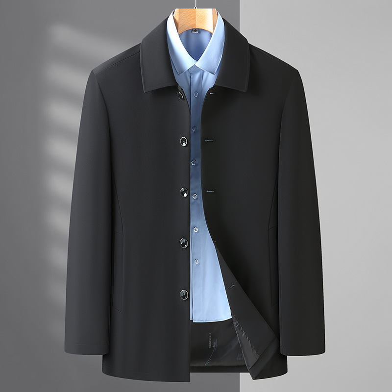 2022 Otoño e Invierno nueva chaqueta de alta gama solapa de negocios de los hombres papá de mediana edad desgaste chaqueta acolchada forrada de lana