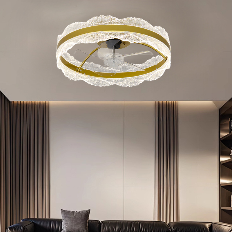 Ventilador de Techo con Luz Invisible de Hierro y ABS con Control por Aplicación para Sala de Estar y Dormitorio