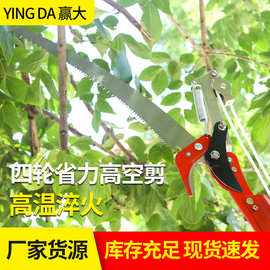 厂家货源园林工具两滑轮高枝剪采摘果带锯片手工二合一高枝剪