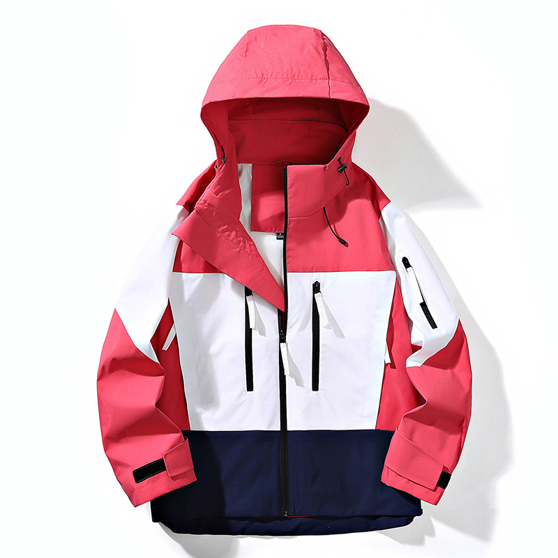Capa de asalto pareja primavera nuevo estilo americano retro color a prueba de viento abrigo con capuchón relajado casual