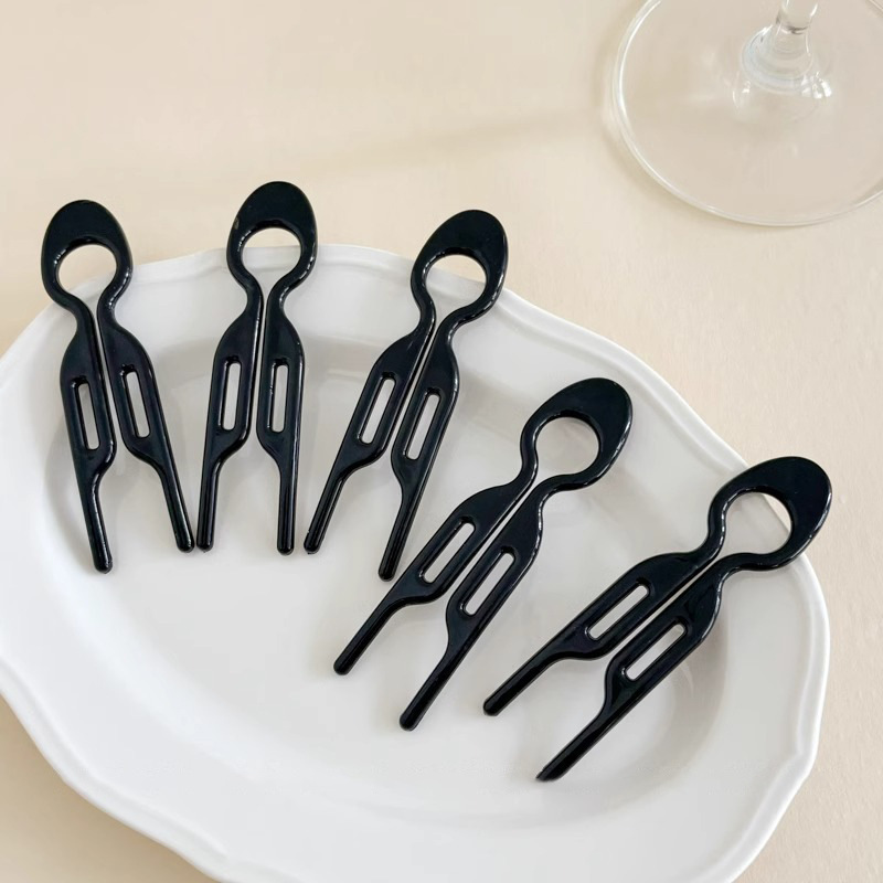 11 grandes horquillas negras 5 piezas