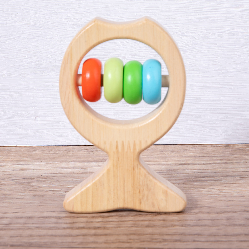Bebé de madera sonajero juguete bebé de un mes de edad bebé calmante pequeño sonajero molar mordedura agarre regalo de entrenamiento