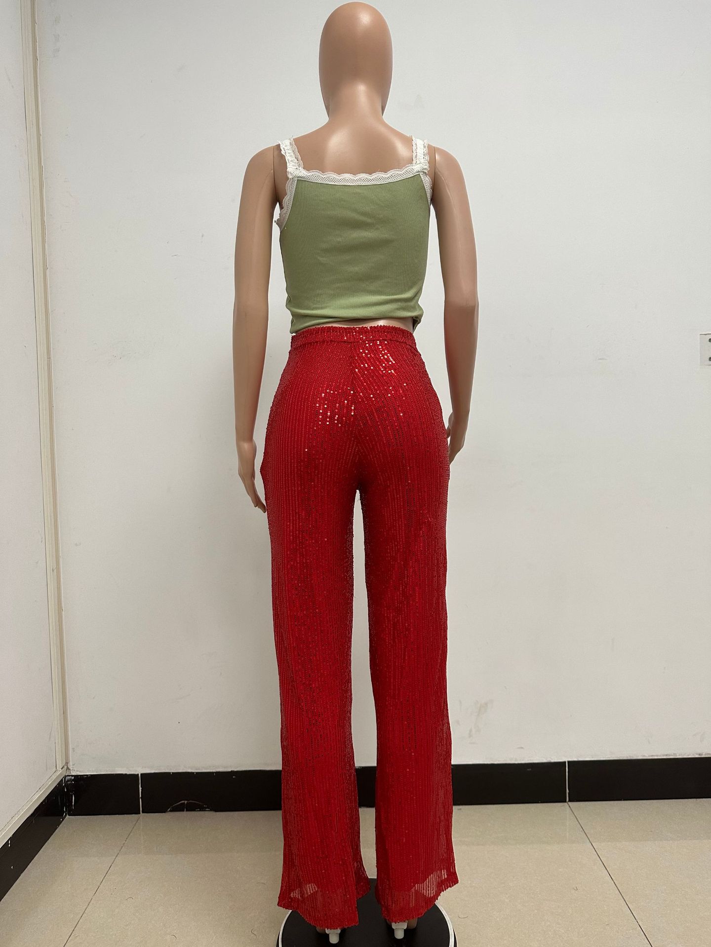 Women's Party Street Fashion Solid Color Full Length Sequins Casual Pants display picture 57