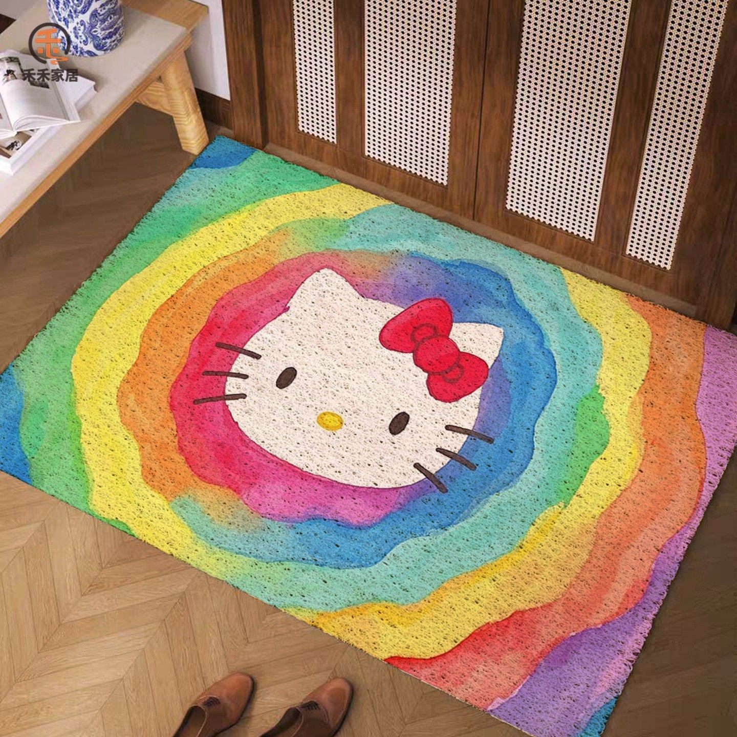 Hellokitty Entrance Door Mat, Customizable Wire Loop Mat for Entryway, Indoor and Outdoor Dirt-Scraping Mat, Dust Removal Mat