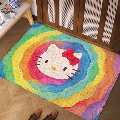 Avtomobil döşəmə paspasları — Entrance Door Mat, Customizable Wire - colorful-kt-cat-4060cm-silk-circle