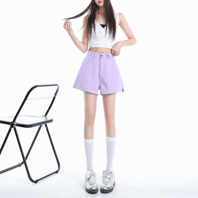 Wholesale Dropshipping Summer Dopamine Denim Shorts Fashion Versatile High-Waisted Hip-Hugging Hot Pants